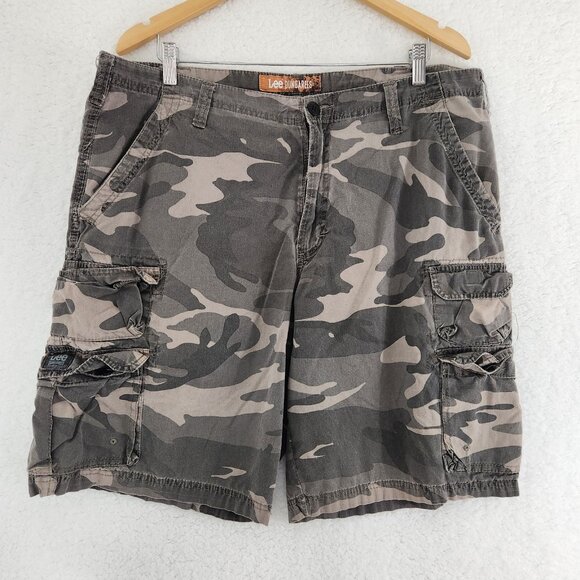 Lee Dungaree Camouflage Men's Shorts Gray Cargo Eight Pocket Size 38 - Picture 1 of 8